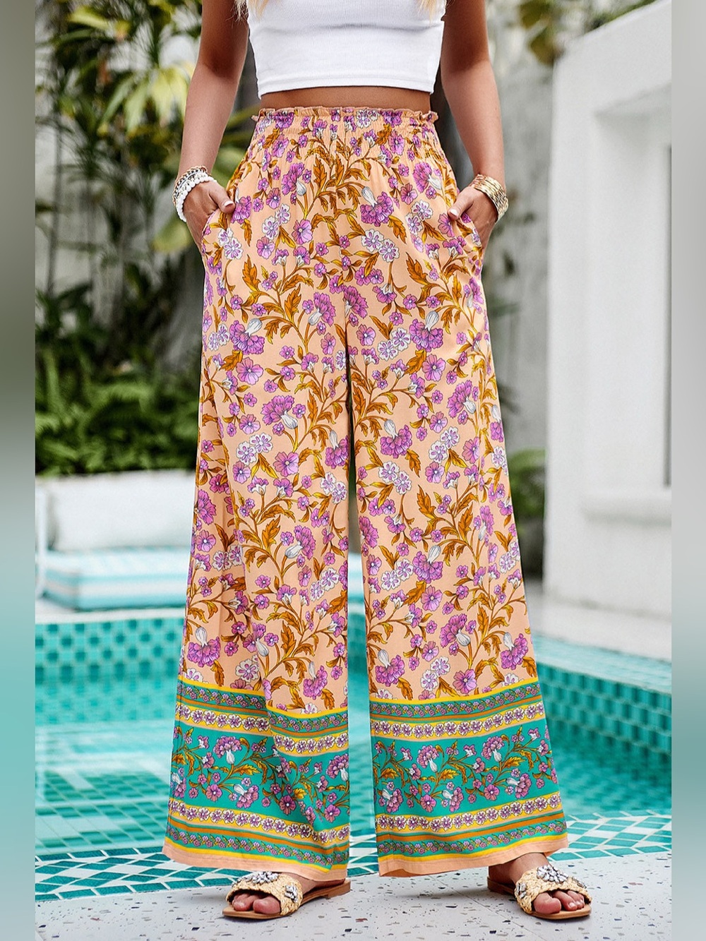 Floral High Waist Wide-Leg